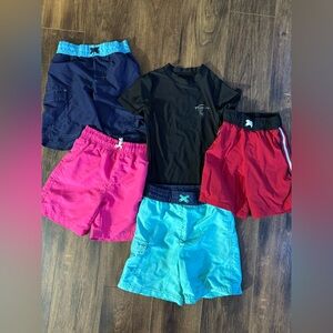 4 pairs Boys Swim Trunks and rash guard bundle